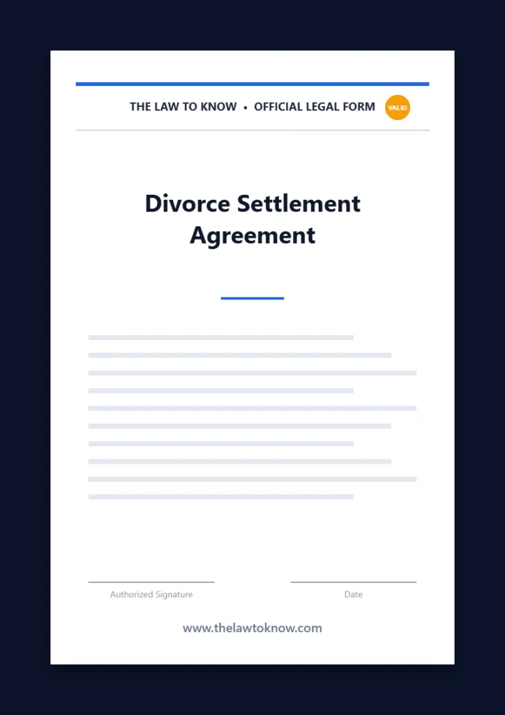 divorce settlement agreement 1