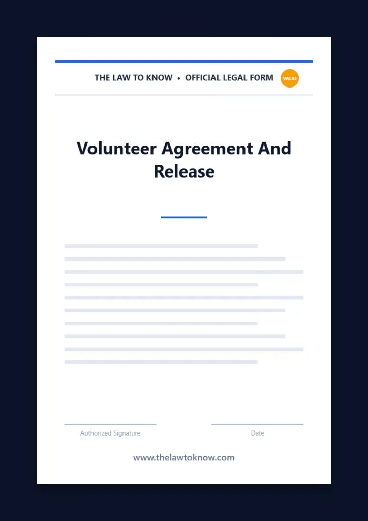 volunteer agreement and release 3